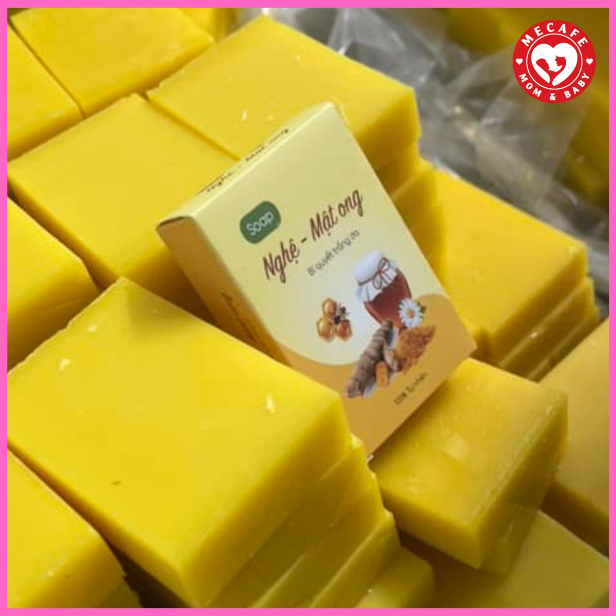 [Tặng lưới tạo bọt] Xà phòng nghệ và mật ong handmade thơm dịu tự nhiên 100g