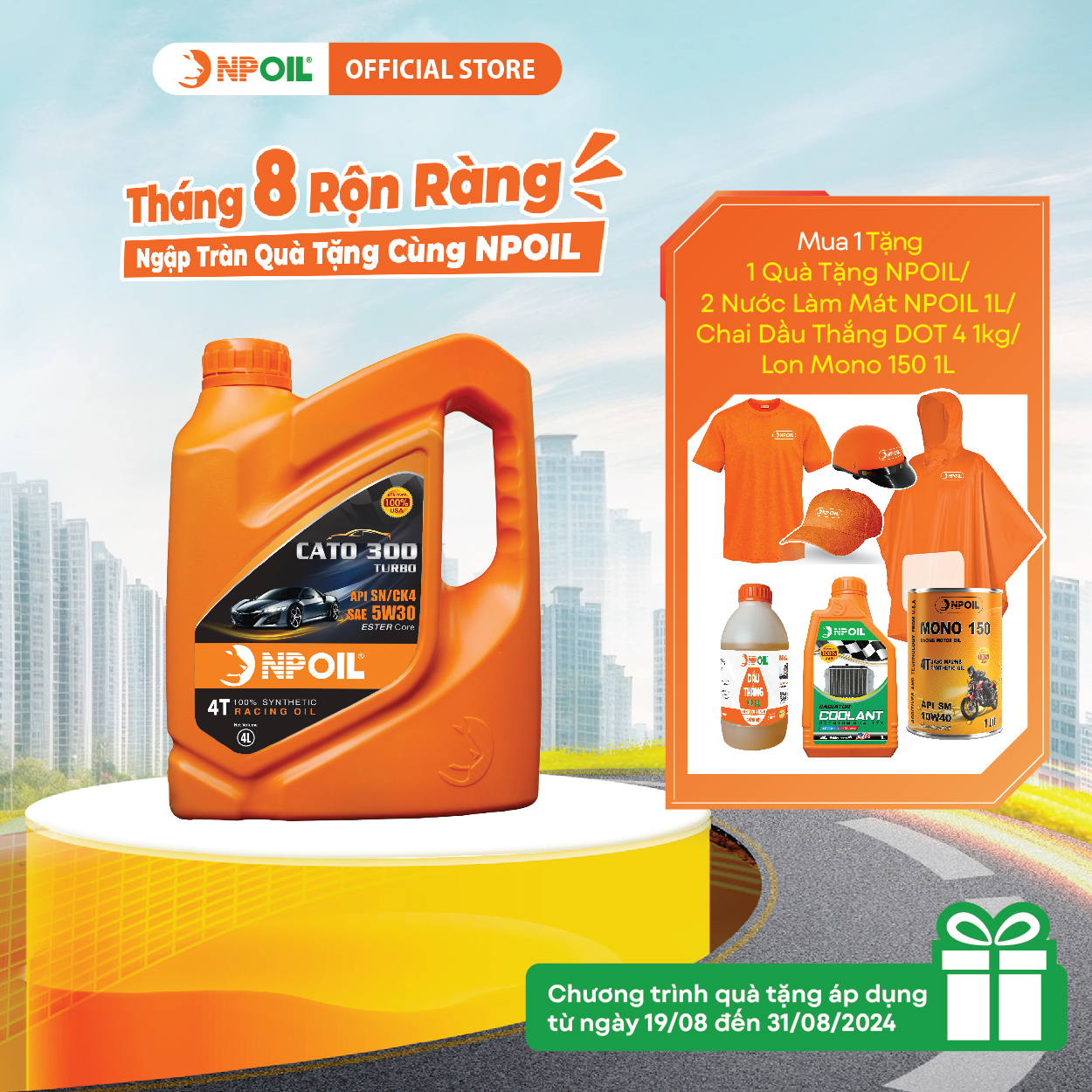 Npoil - dầu động cơ ô tô cao cấp - cato 300 5w30/5w40 sn/ck4 - can 4 lít