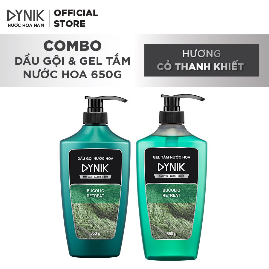 Combo tắm gội nam Dynik - Hương cỏ thanh khiết  650g/chai