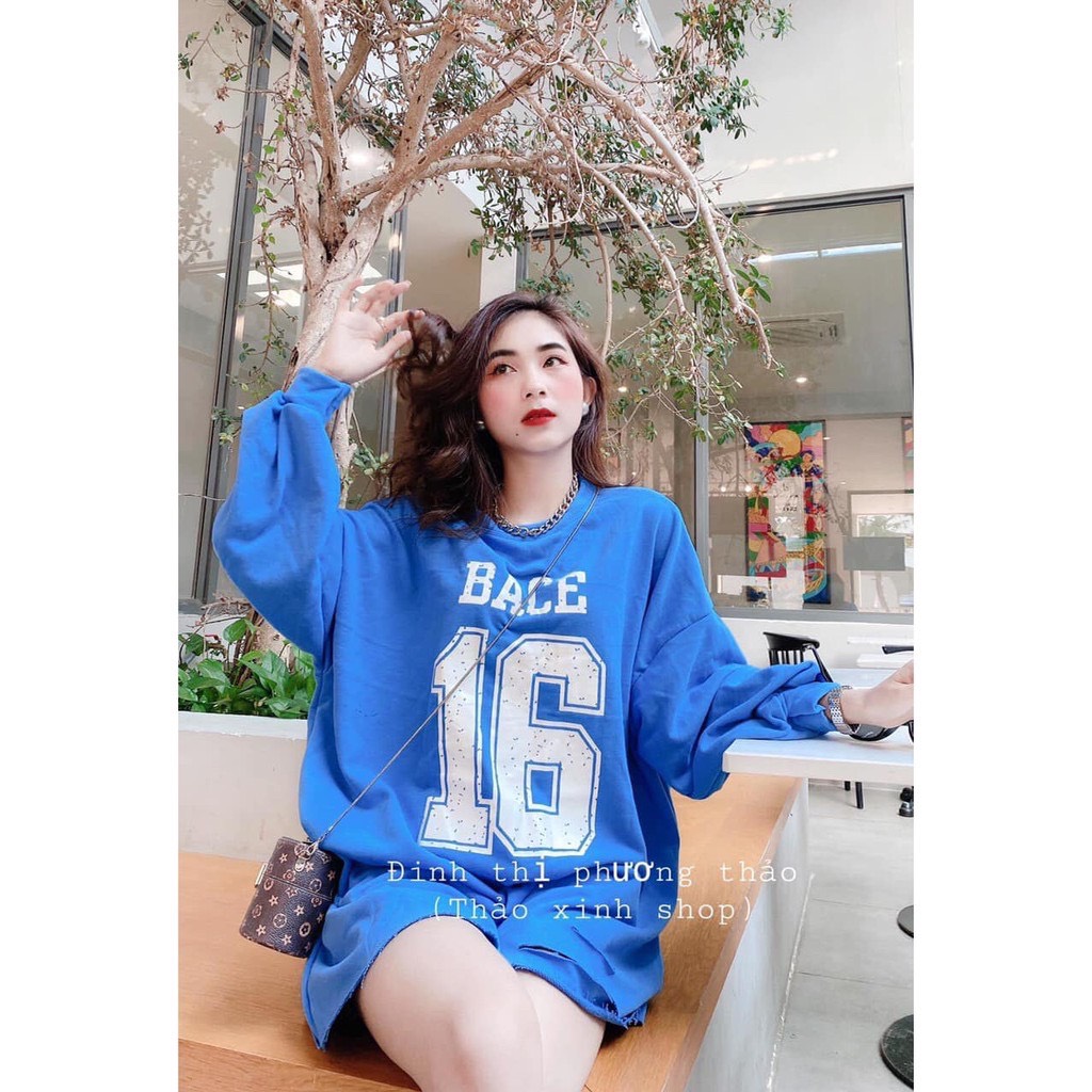 Áo Thun In Hình Số 16 Nữ - Phông Tay Dài Dáng Rộng Bigsize Kiểu Dáng Năng Động Sporty HOT A1