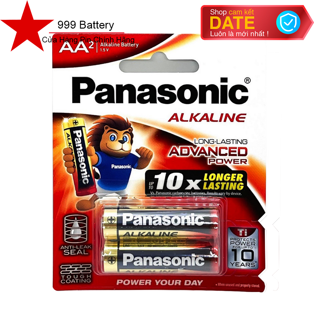 Pin aa panasonic tiểu alkaline 1.5v vỉ 2 viên lr06t/2b chính hãng