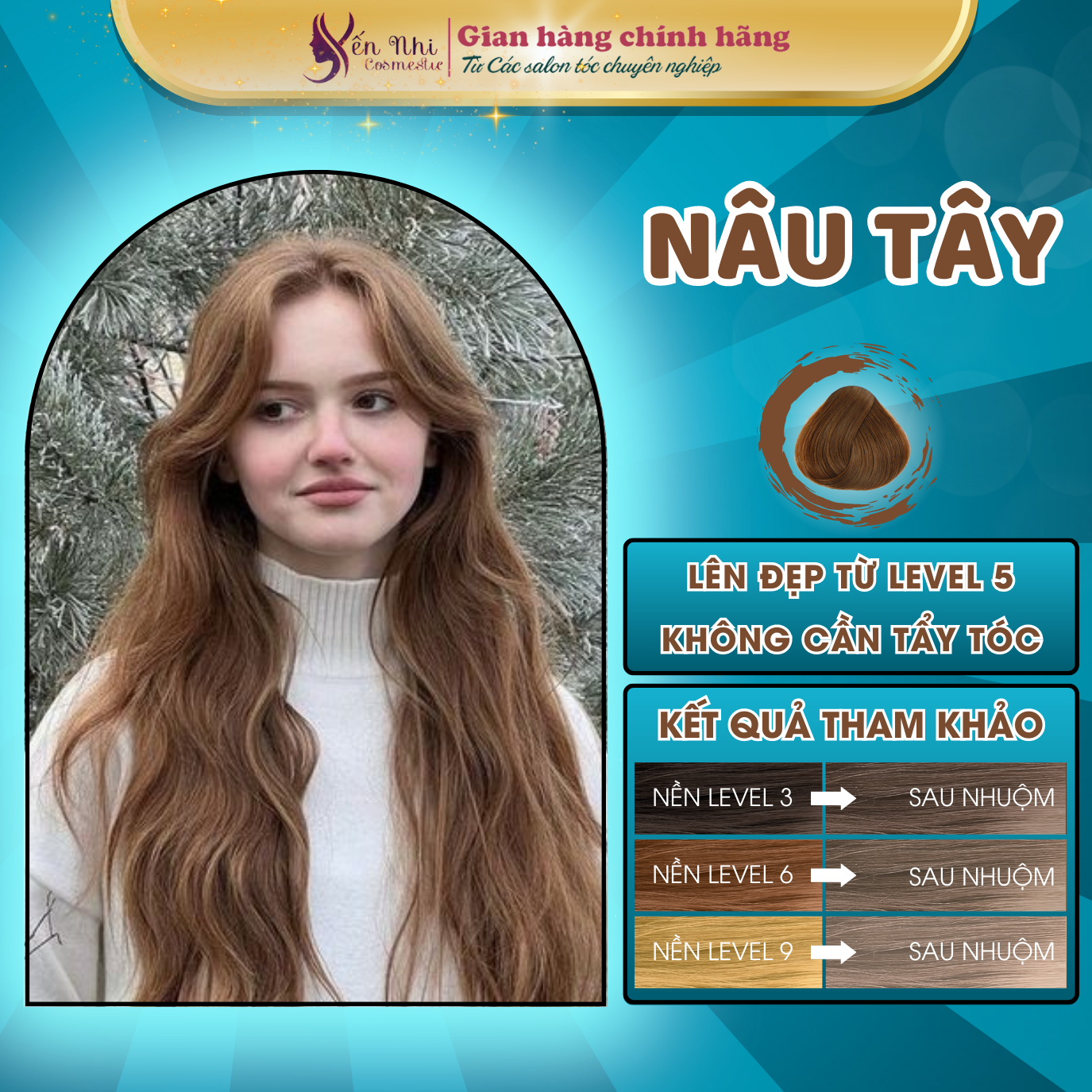 Thuốc nhuộm tóc nâu tây không cần thẩy tóc, thuốc nhuộm nâu tây khói, nâu lạnh 100ml