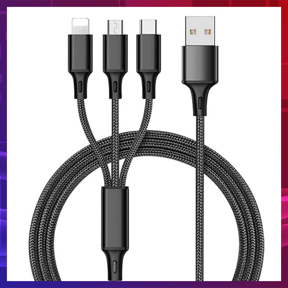 Cáp Sạc Đa năng 3in1 dành cho iPhone Lightning Type C Micro dây dù dài 1.2m