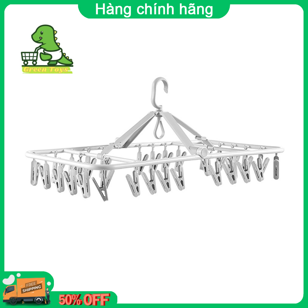 Móc chùm phơi đồ gấp gọn đa năng với 32 kẹp móc cao cấp.