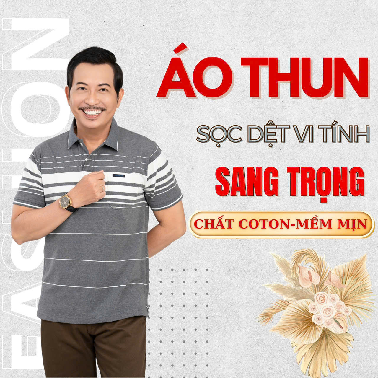 Áo thun polo nam trung niên ngắn tay có cổ có túi sọc cổ có form to rộng rãi dành cho người big size