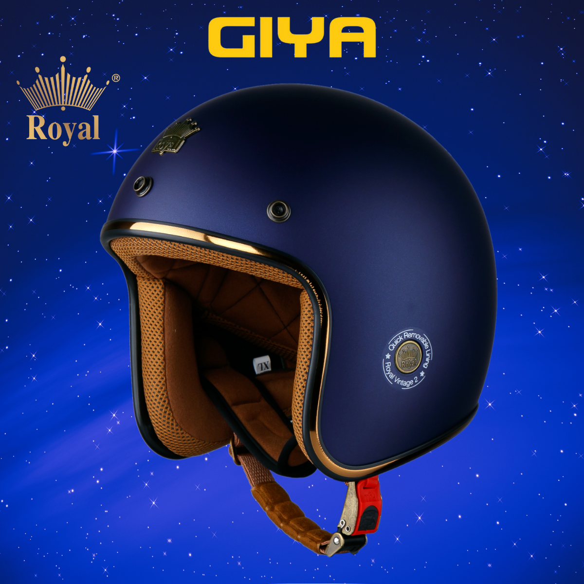 Mũ bảo hiểm 3/4 Royal M20C màu xanh mực nhám, lót tháo rời, nhiều size, phù hợp cho cả nam và nữ đi xe máy - Giya Helmet CP1