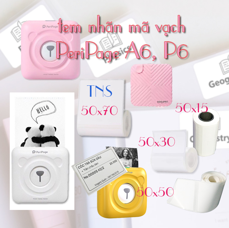 [HCM]Giấy tem nhãn tem dán cho máy in cầm tay peripage