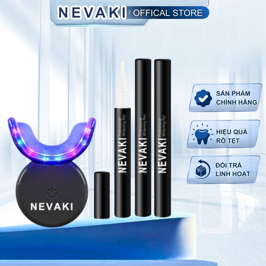 Máy làm trắng răng NEVAKI tại nhà giúp trắng răng từ 3-6 tone sau một liệu trình an toàn không ê buốt
