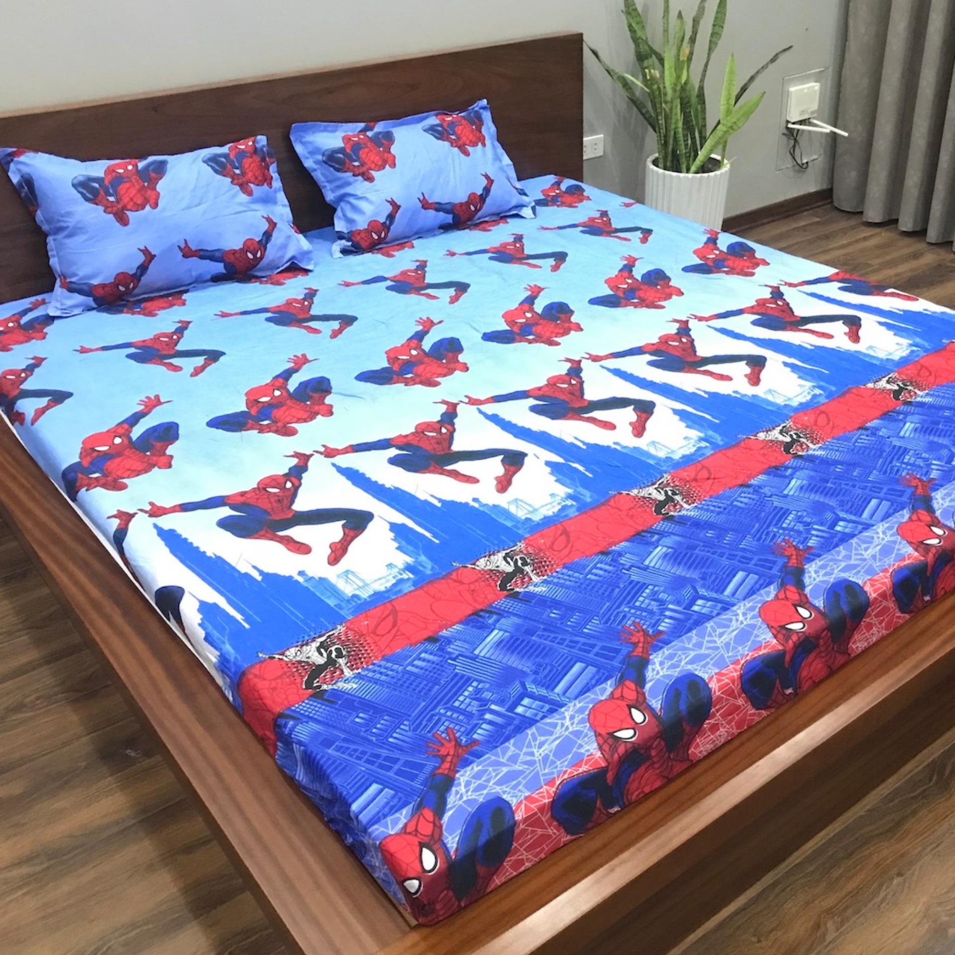 Bộ ga gối COTTON Việt người nhện bo chun đủ kích cỡ