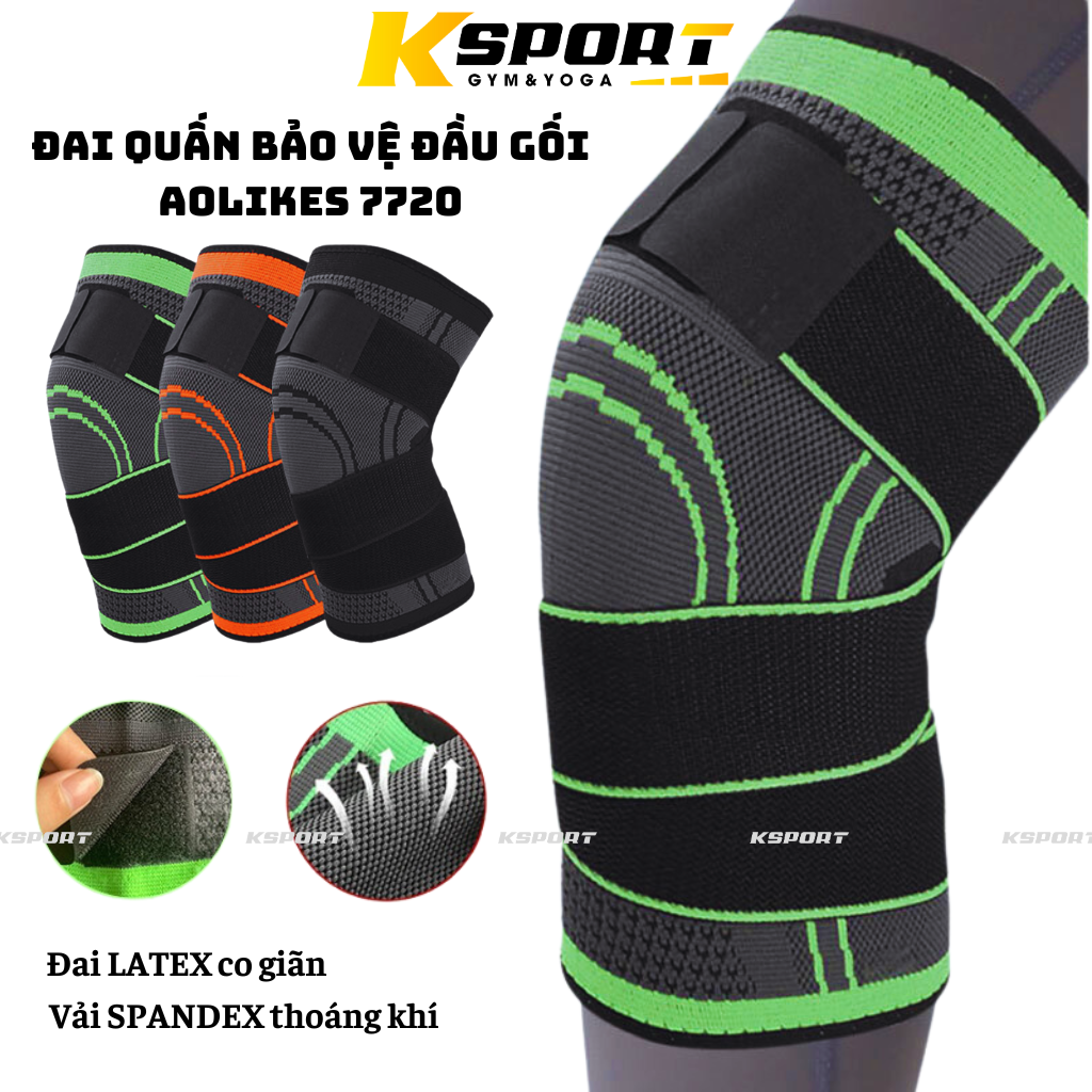 Bó Gối Dây Quấn Kép Luyện Tập Thể Thao Bóng Đa Chạy Bộ Gym Chính Hãng Aolikes 7720