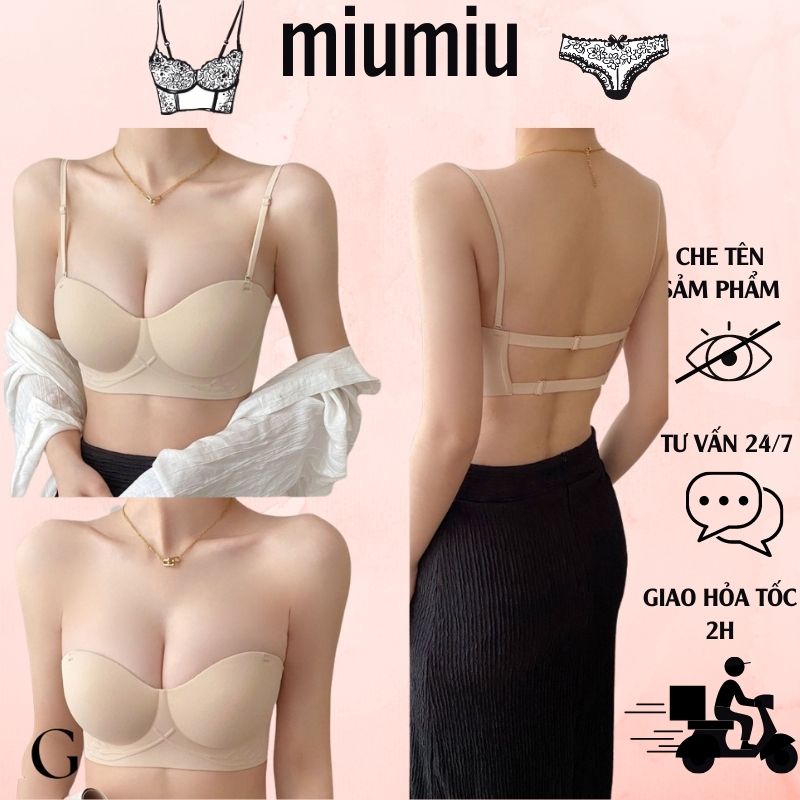 Áo ngực su cúp ngang dây lưng mảnh mặc nhiều kiểu nâng ngực nhẹ thời trang 741