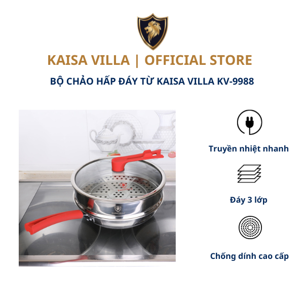 Bộ chảo hấp đáy từ kaisa villa kv-9988, chảo inox 316 dùng được cho mọi loại bếp