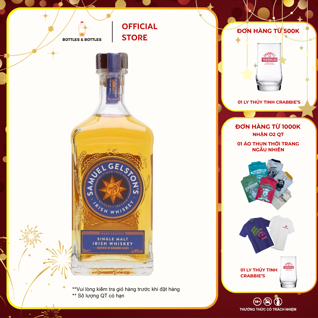[CHÍNH HÃNG] Rượu Single Malt Irish Whiskey Samuel Gelston's - 700MlL - 40%