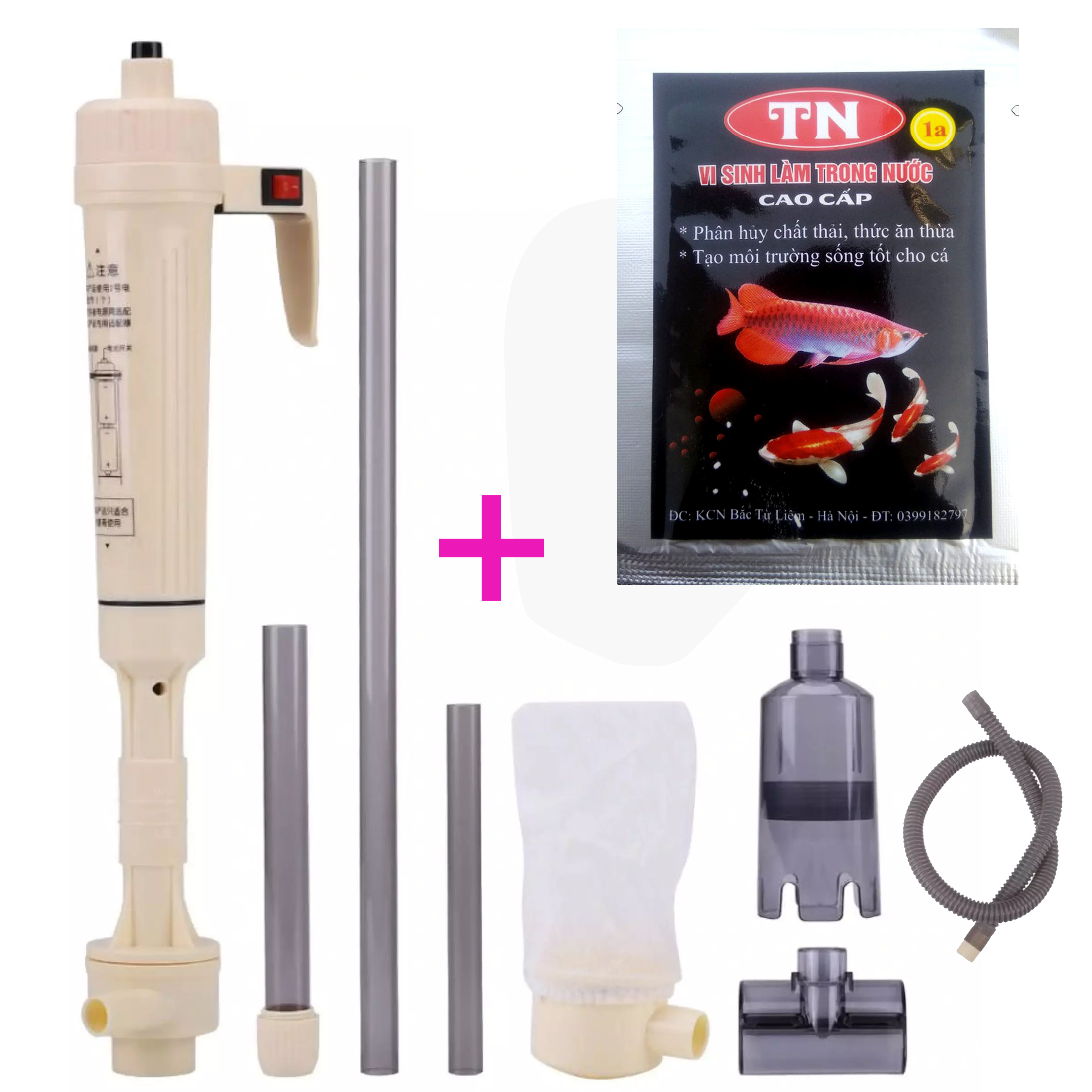 Máy hút cặn bể cá, hút đáy, hút phân cá chạy điện AS-615B đa năng 2 in 1 cao cấp. BH uy tín