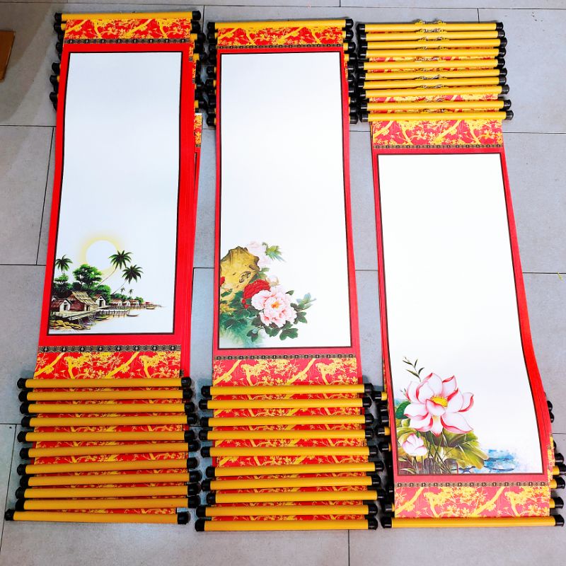 Set 10 tờ Giấy Ốp 27x79cm Liễn giấy dùng để viết thư pháp, Liễn Giấy Mỹ Thuật In Tranh đẹp sắc nét Xưởng Sáo Hoàng Lâm