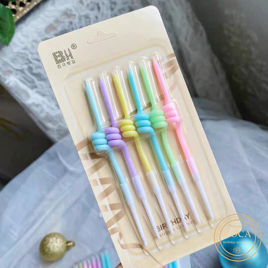 Nến Pastel xoắn giữa cho sinh nhật kỷ niệm phong cách Hàn Quốc