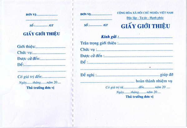 10 cuốn giấy giới thiệu 1 liên 40 tờ 13x19 cm