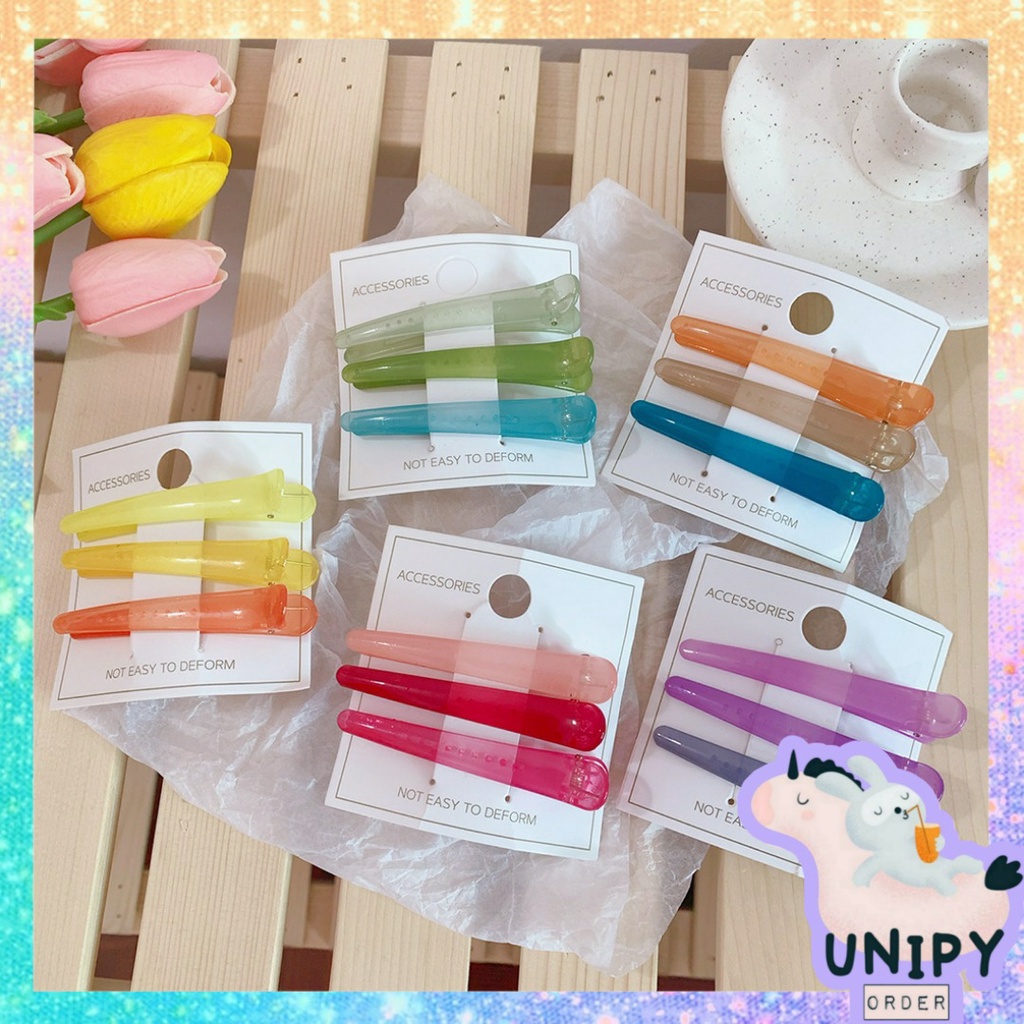 Set 3 cây kẹp mỏ vịt màu kẹo thạch | kẹp trang điểm