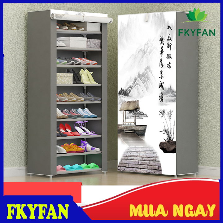 [3 NGÀY GIÁ SỐC] Tủ giày 10 tầng 9 ngăn 3D , tủ vải khung inox đựng giày dép 10 tầng nhỏ gọn tiện lợi hơn tủ gỗ tủ nhựa , tủ vải giày 3D thông minh