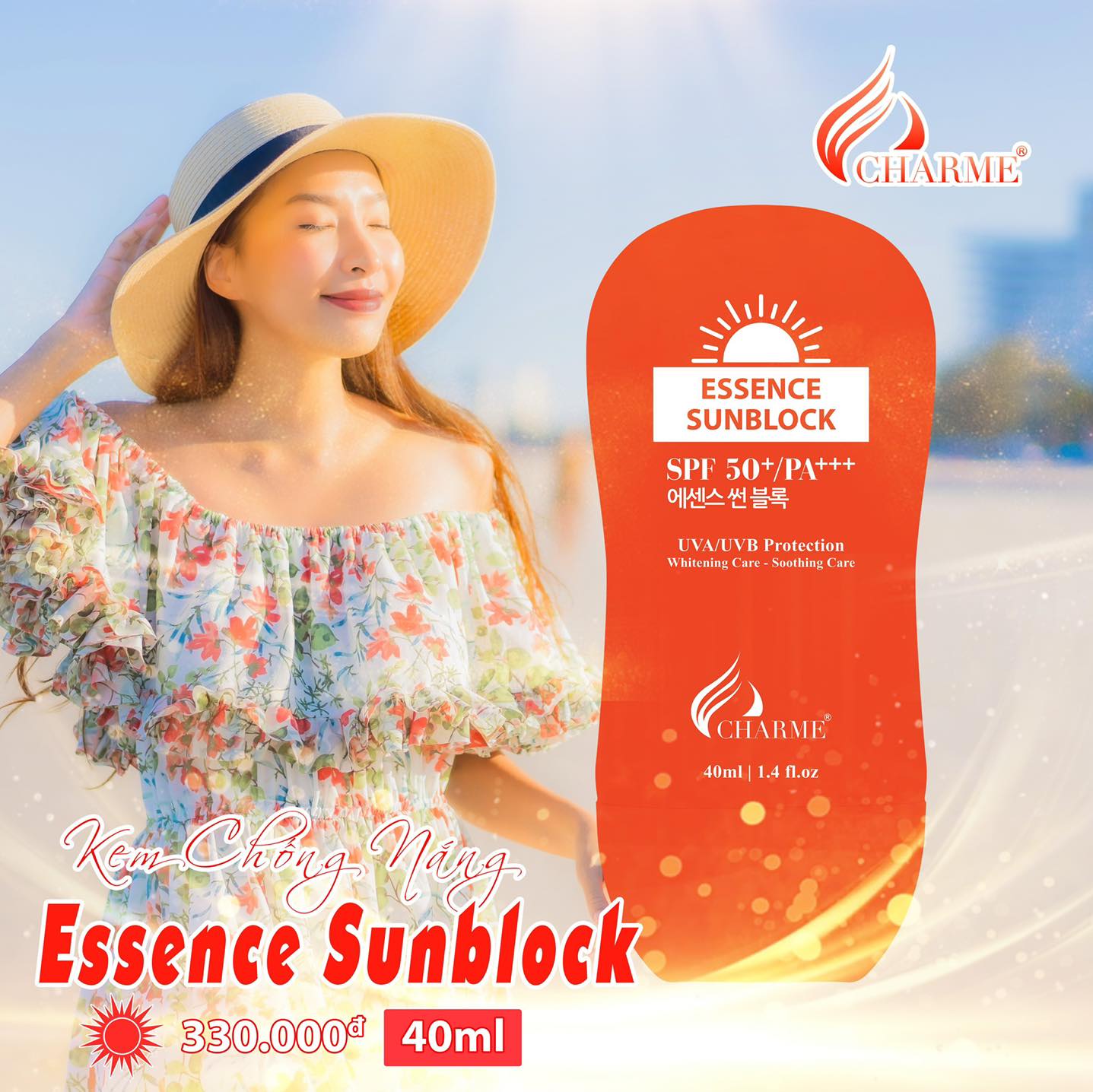Kem chống nắng vật lý Char.me Essence Sunblock SPF 50+/ PA+++ - Made in Korea (40ML)