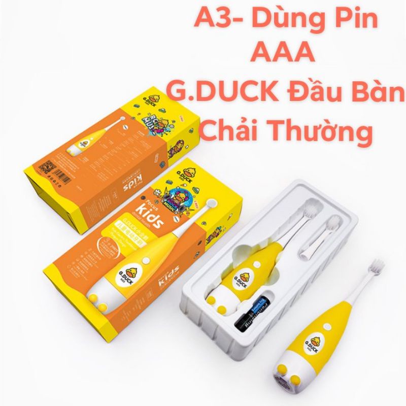 Bàn Chải Đánh Răng Điện G.Duck Vịt Vàng Cho Bé Hình Chữ U Chất Liệu Silicon, Bàn Chải Điện Cho Bé