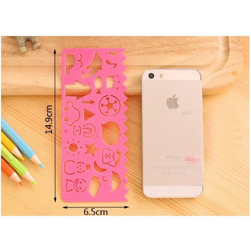 Combo 4 Cái Bộ Thước Kẻ In Hình Vẽ Trang Trí Bukao nhieeuf họa tiết dễ thương