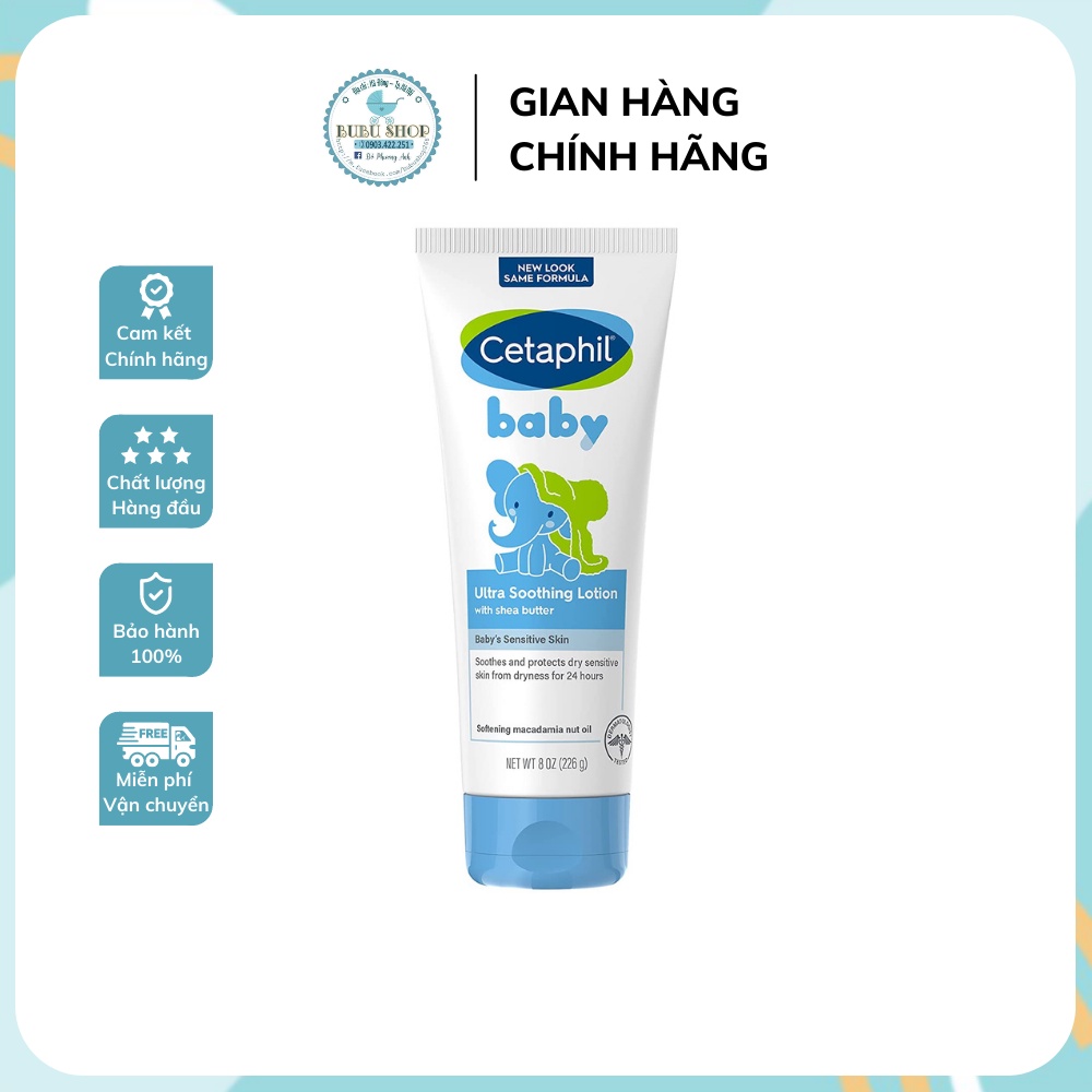 [FREESHIPMAX] (Mẫu mới)Dưỡng ẩm Cetaphil baby Ultra soothing dùng cho mặt và body cho bé 226 gram nội địa Us
