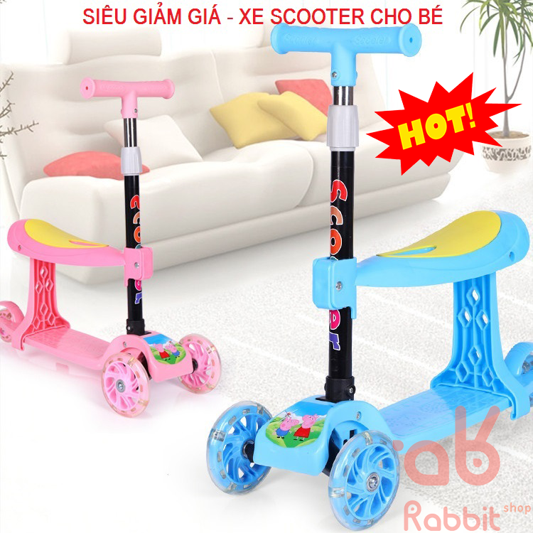 Xe trượt scooter trẻ em xe tập đi cho bé cao cấp gấp gọn bánh xe phát sáng đồ chơi trẻ em [XSCT]
