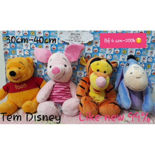 Bộ gấu bông pooh và các bạn - 4 bé y hình size 30-40cm