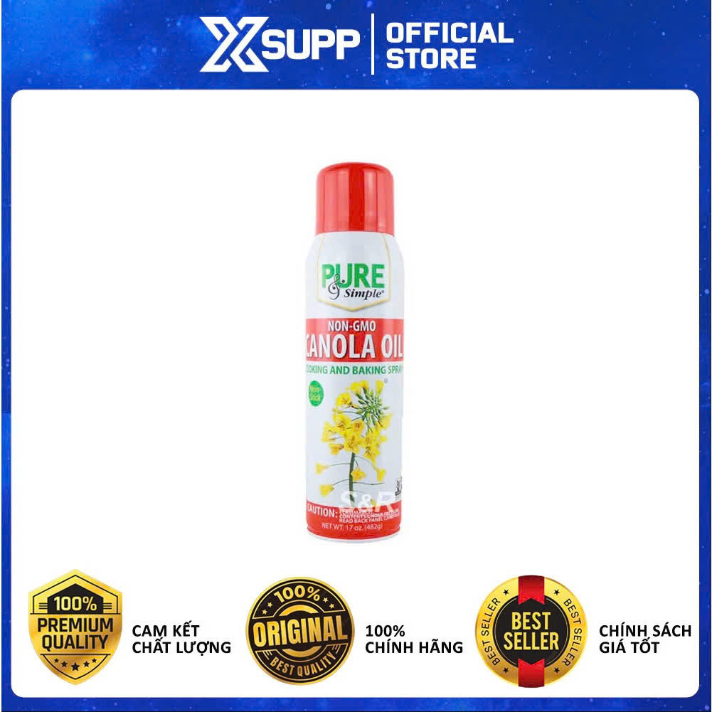 (Date 9/26) Dầu Ăn Kiêng Dành Cho Gymer Pure & Simple Canola Oil 0 Calo Chai 17o