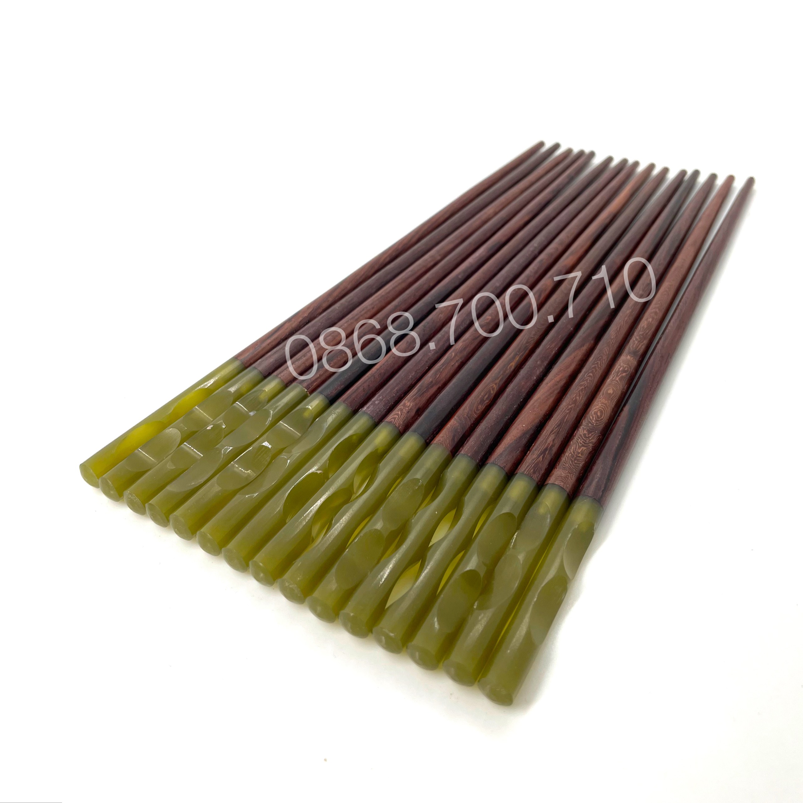 Bộ 10 Đôi Đũa ăn gỗ Trắc tự nhiên cao cấp đầu gắn Cẩm Thạch đẳng cấp