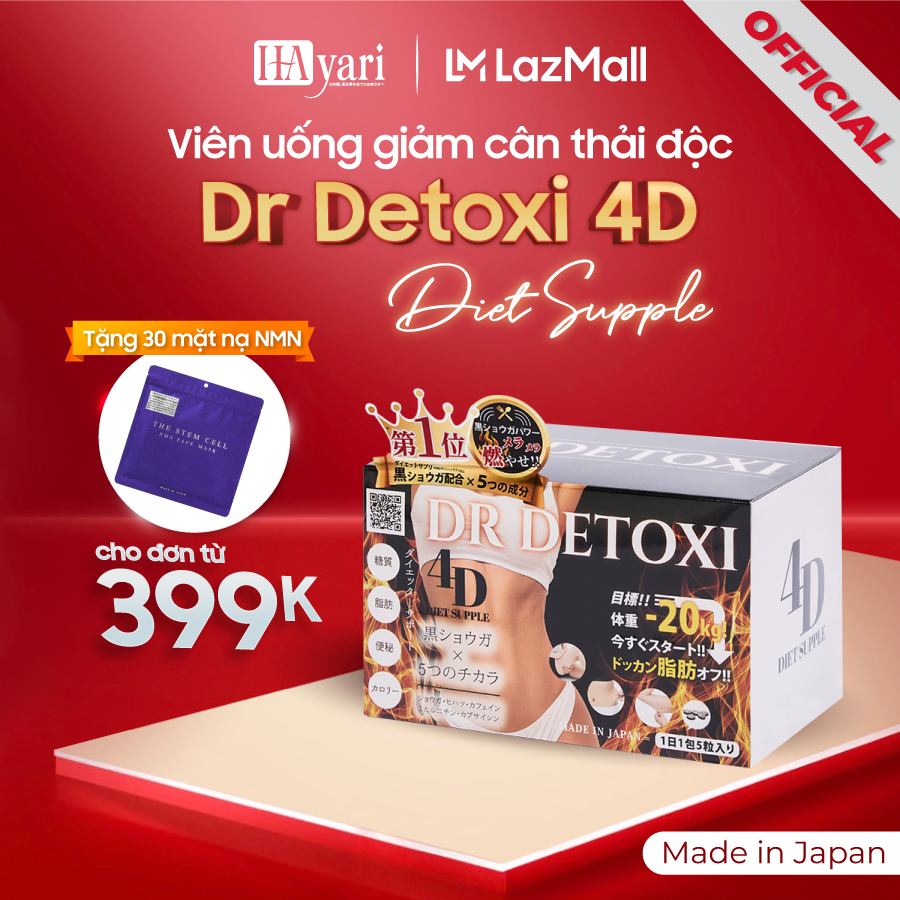 Viên uống giảm cân thải độc Dr Detoxi 4D Diet Supple hộp 150 viên giúp
