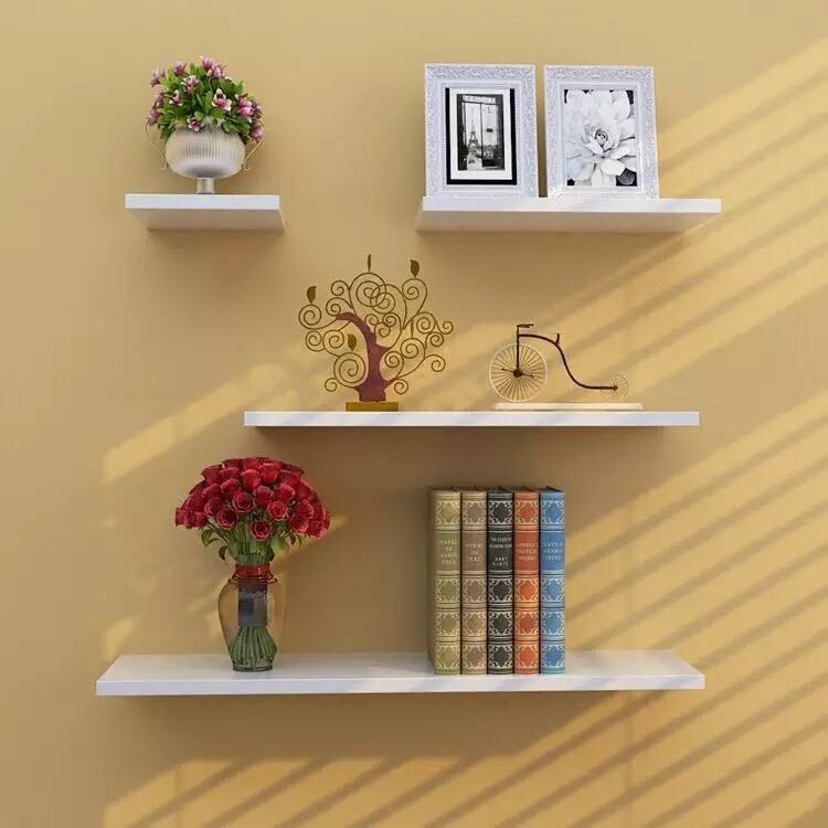 [HCM]Kệ Treo Tường Thanh Ngang Giá Rẻ Bộ 1 Thanh Màu Trắng - Có Nhiều Kích Cỡ + Tặng Phụ Kiện Lắp Đặt.