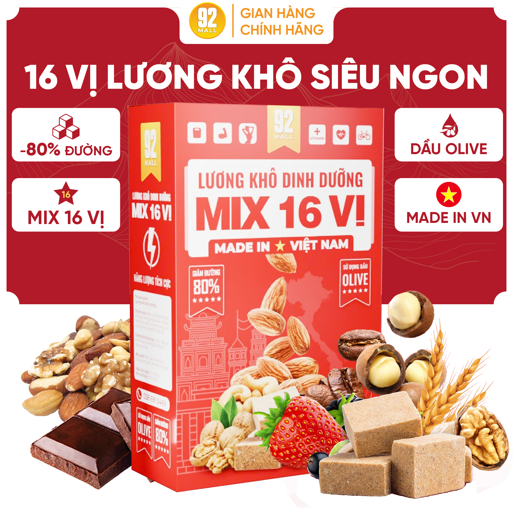 1kg Lương Khô Mix 15 Vị Hạt Dinh Dưỡng Và Trái Cây Bổ Sung Năng Lượng