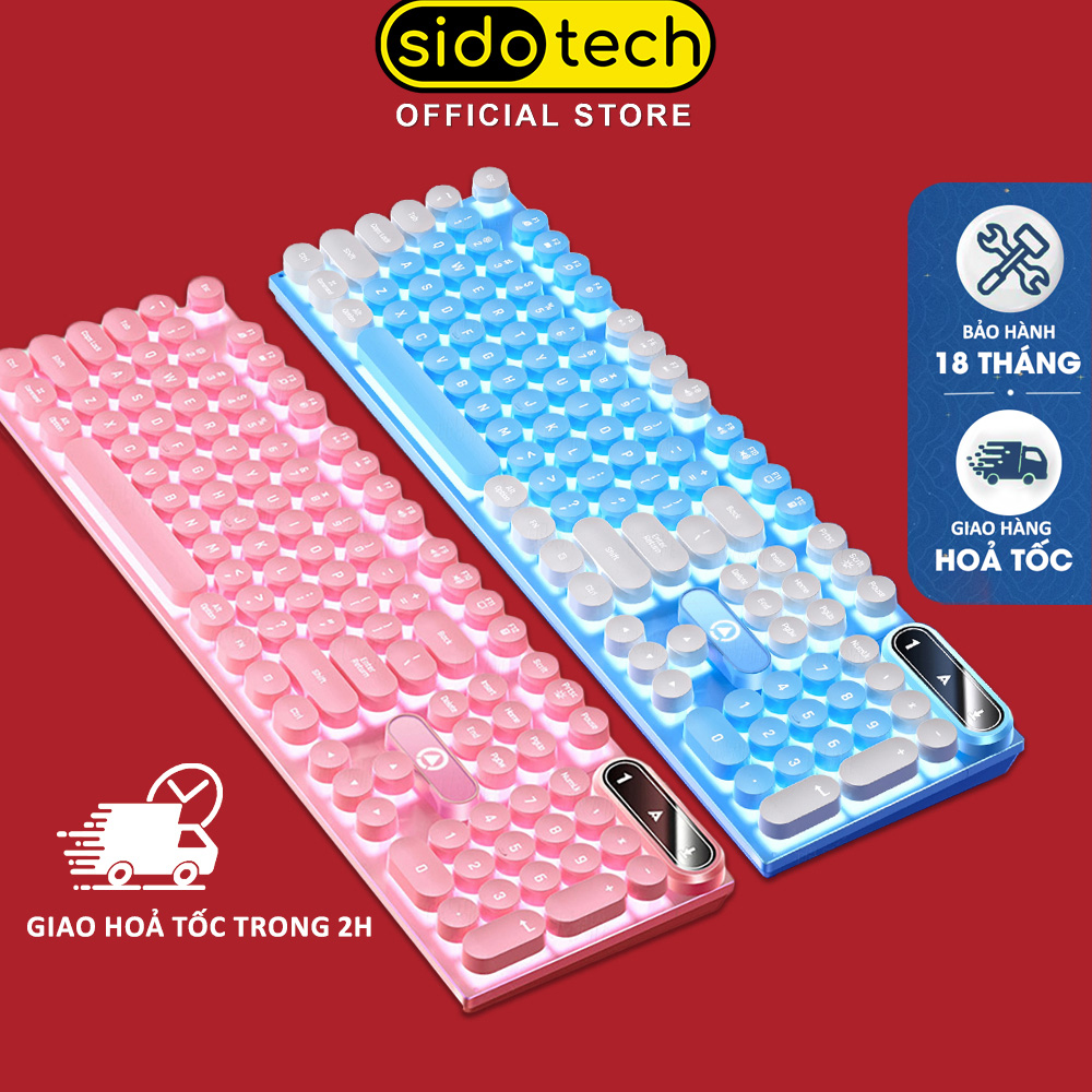 Bàn phím máy tính nút tròn SIDOTECH K600 gaming giả cơ 104 key đèn led chống nước công thái học hành trình phím vừa phải chơi game làm việc văn phòng tốc độ phản hồi cao cảm giác gõ phím tốt - Hàng chính hãng