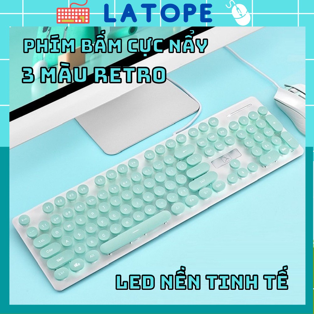 Bộ bàn phím chuột máy tính Latope bàn phím máy tính laptop giả cơ có dây