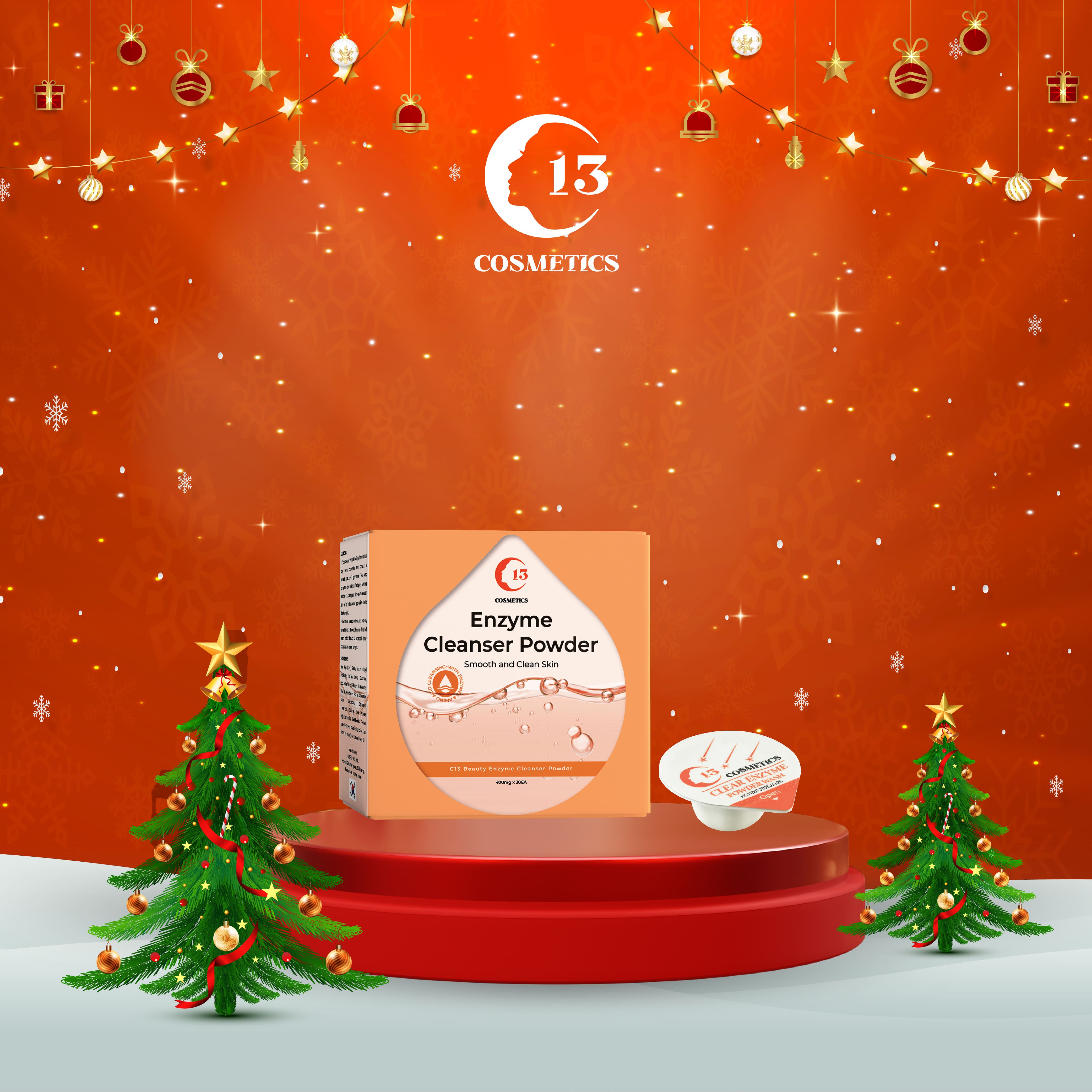 Viên rửa mặt dạng bột ngừa mụn, tẩy tế bào chết công nghệ enzyme c13 cosmetics thu trang enzyme powder wash hộp 30 viên