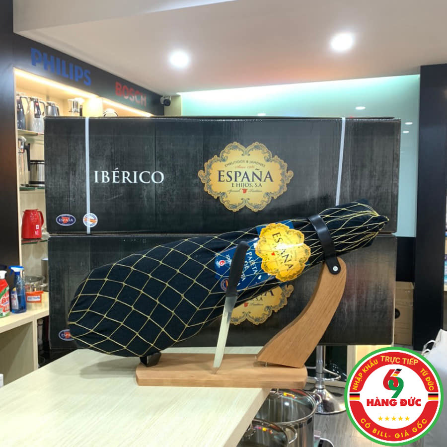 Đùi heo muối nguyên xương paleta de bellota 100% iberica 48 tháng tem đen - hangduc69