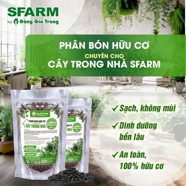 Phân bón hữu cơ chuyên cho cây trong nhà SFARM - Túi zip 500g, phân cây cảnh, kiểng lá