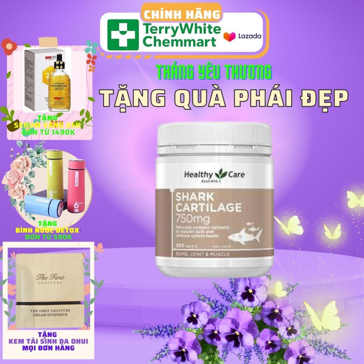 Viên sụn cá mập healthy care shark cartilage 750mg 200 viên