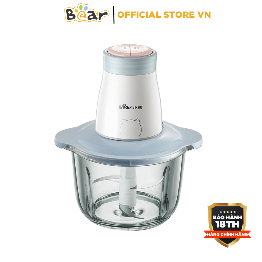 Máy xay thịt 2l đa năng bear qsj-b02q1 - 300w - xay thực phẩm- sinh tố-gia vị - cối thủy tinh, 4 lưỡi dao inox403, bh 18 tháng