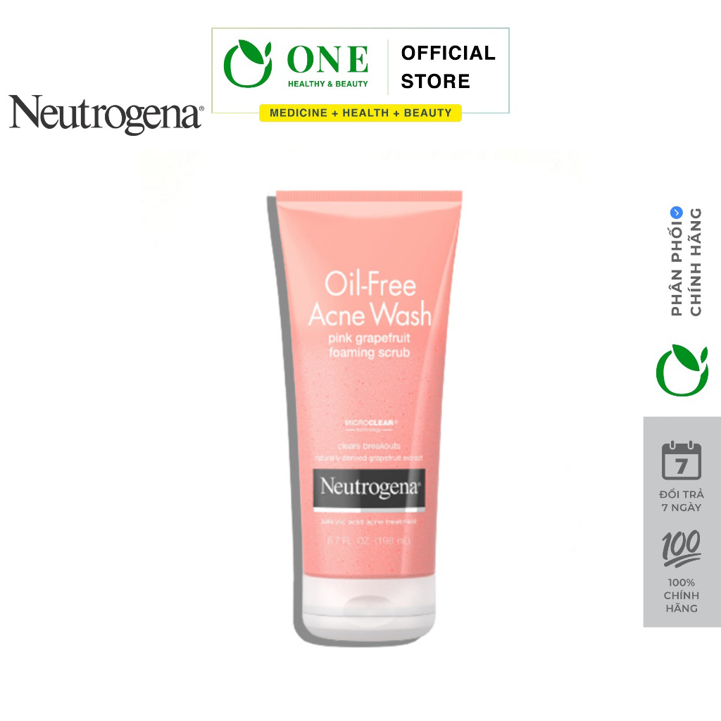 Sữa rửa mặt giảm mụn neutrogena oil free acne wash bưởi hồng 124ml