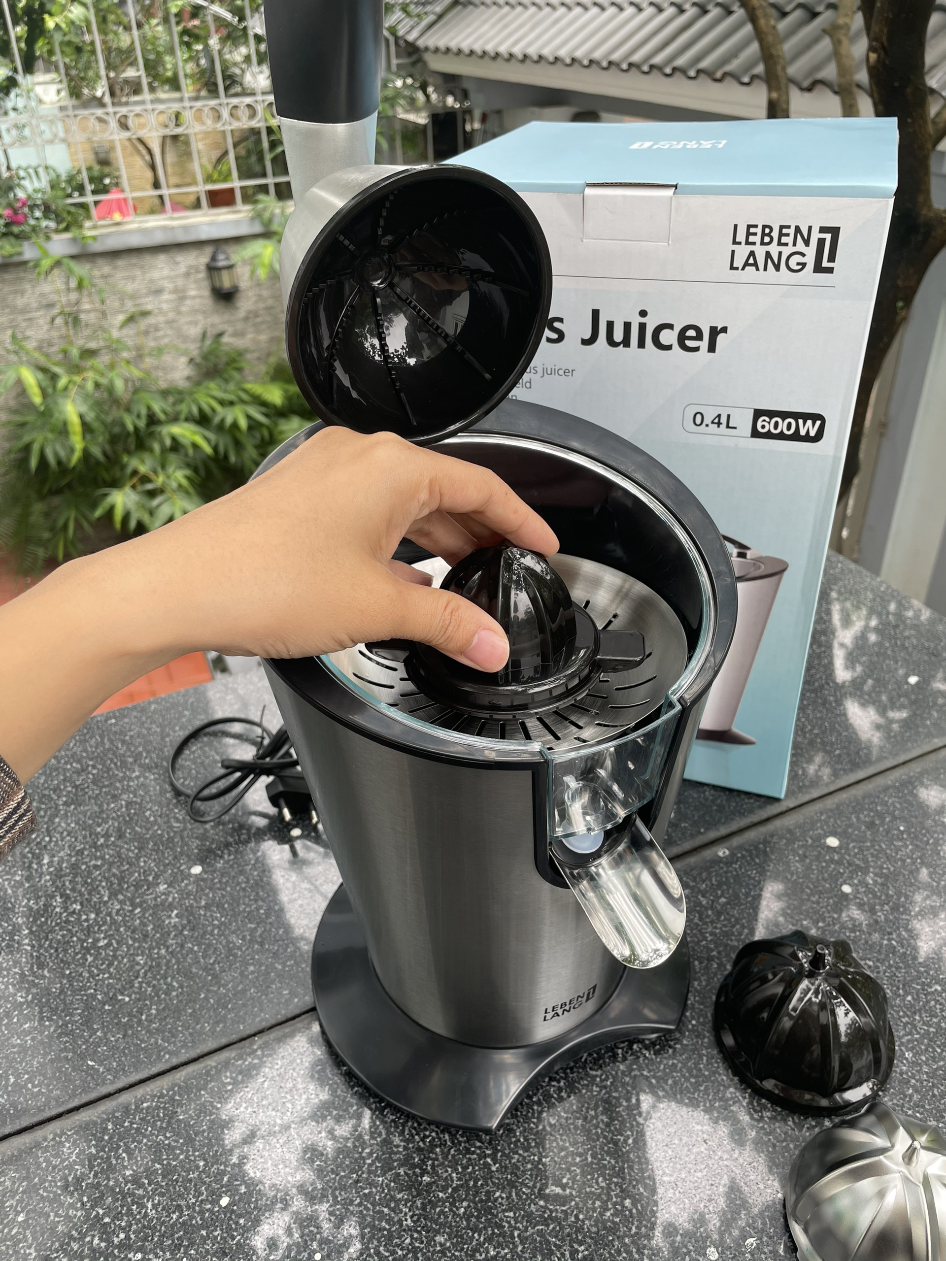 MÁY VẮT CAM LEBENLANG 600W, siêu mạnh mẽ, tăng cường sức đề kháng mùa dịch-QUANG VINH