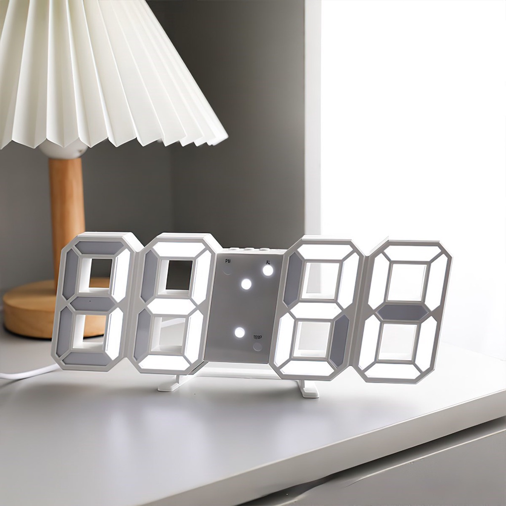 Đồng hồ led treo tường - đồng hồ để bàn 3d phong cách hàn quốc, đồng hồ led