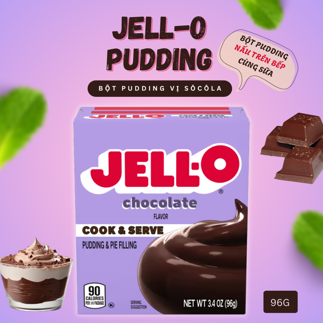 Bột làm Pudding sôcôla Chocolate Jell O Cook & Serve  96g Date: 11.01.2028