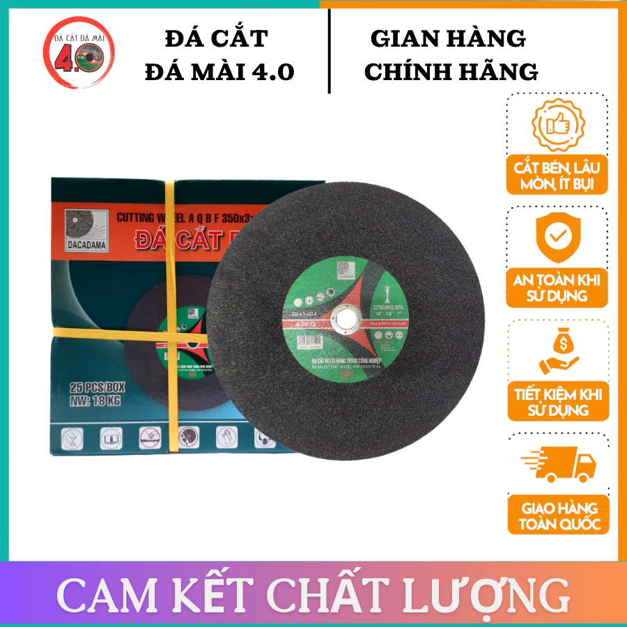 Đá cắt sắt resin đen 350x3x25.4 mm - đá cắt inox- đá cắt kim loại -hàng chính hãng