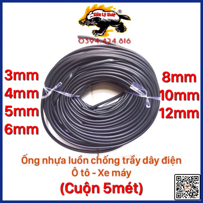 Ống nhựa luồng chống trầy dây điện Ô tô, xe máy 3mm 4mm 5mm 6mm 8mm 10mm 12mm