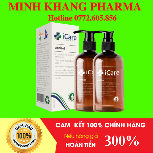 [Chính Hãng] Combo 2 Chai Dầu Gội Sạch Gàu Antisol | Thương Hiệu iCare Pharma | Làm Sạch Gàu Ngứa Da Đầu Không Gây Khô Tóc | Chiết Xuất Dược Liệu - Minh Khang Pharma