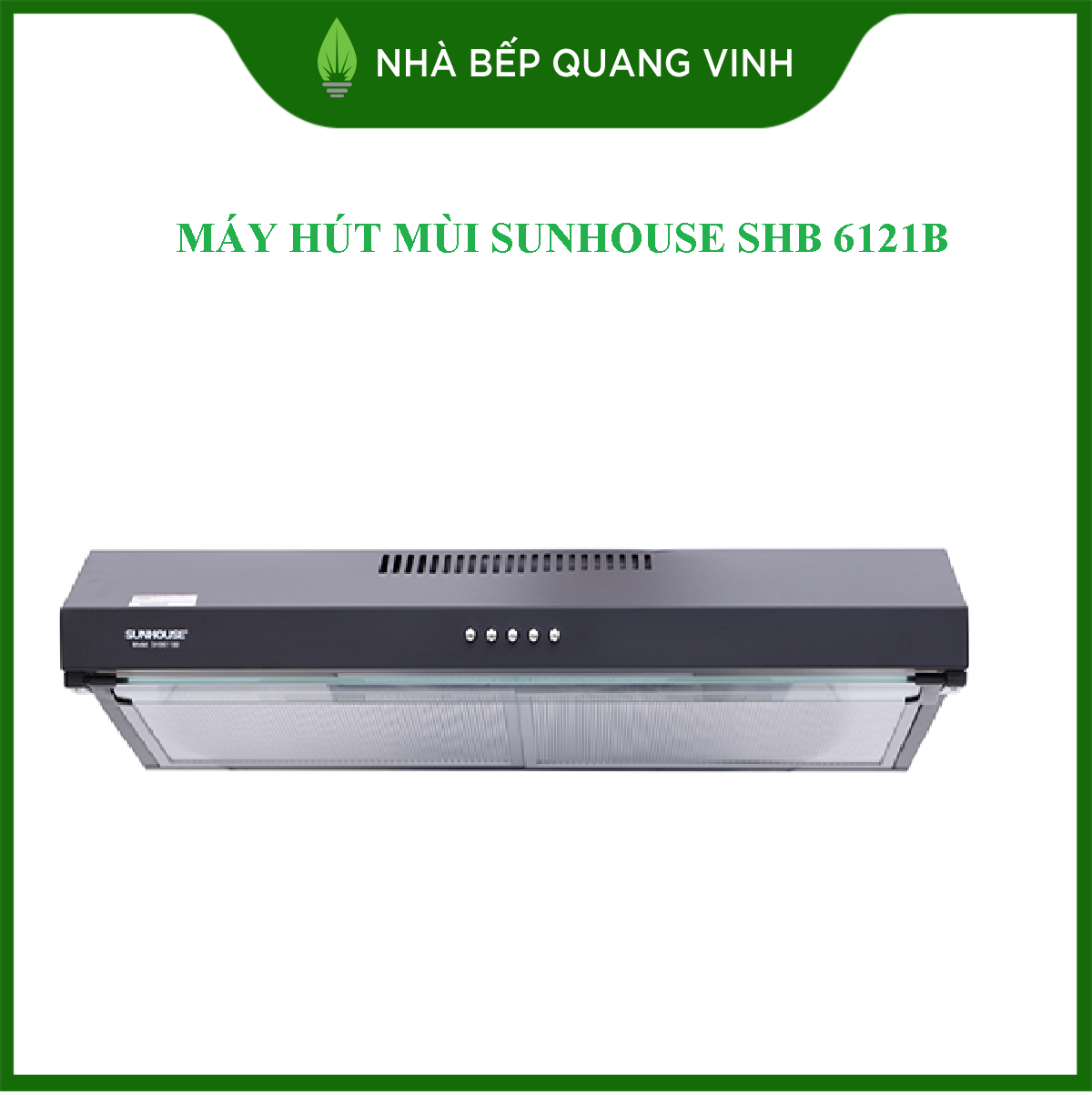 HÚT MÙI KÍNH THẲNG SUNHOUSE SHB6121B, tặng kèm ống thoát khí, hút khỏe chạy êm-QUANG VINH