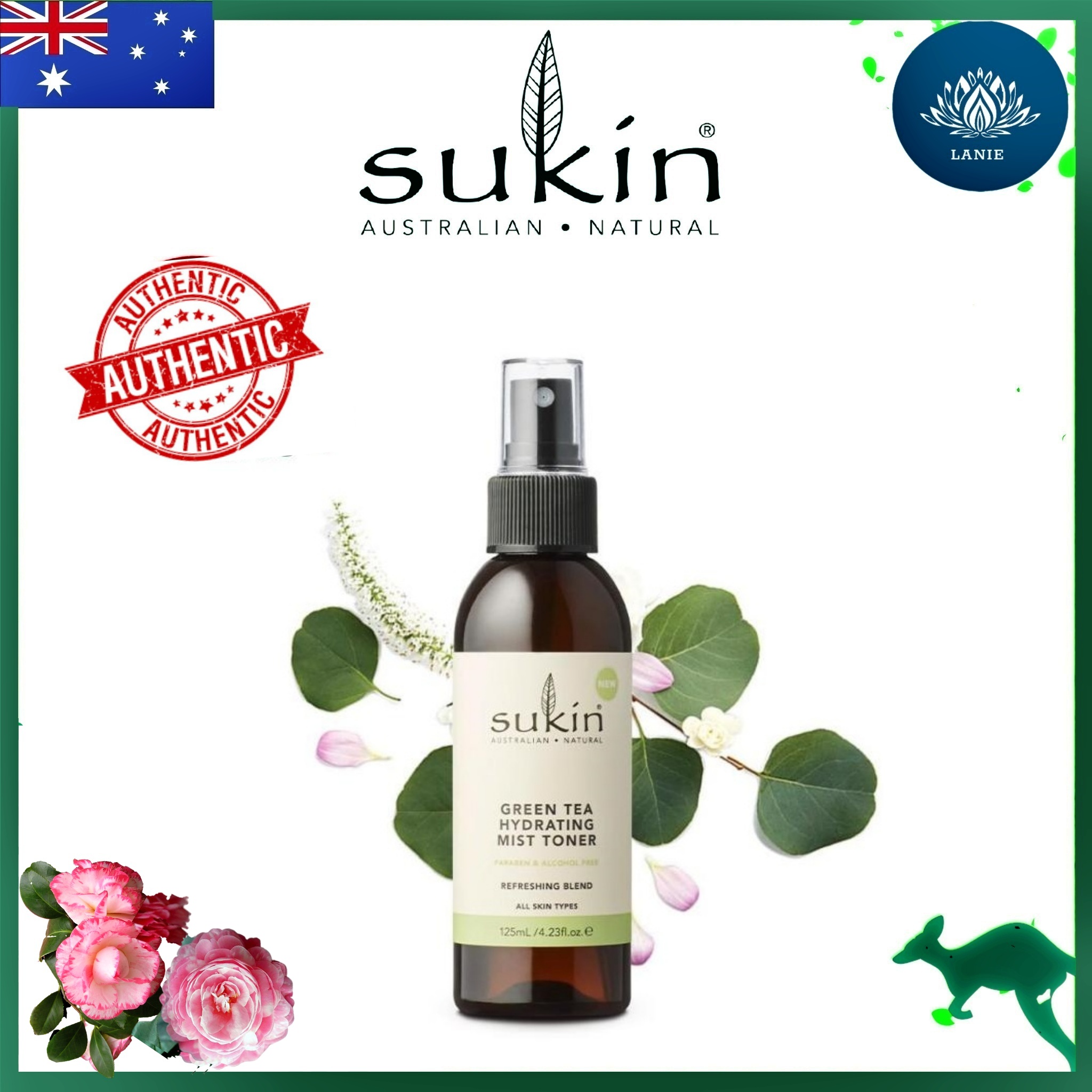 Nước Cân Bằng Trà Xanh Dưỡng Ẩm Dạng Xịt Sukin Green Tea Hydrating Mist Toner 125ml